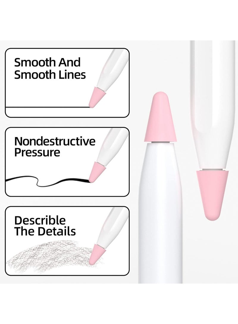 Eight-Pack For Apple Pencil Second Generation/First Generation Pen Tip Non-Slip And Anti-Wear Silicone Pen Tip Protective Cover, Fashionable Macaron Solid Color Design Ultra-Thin Silicone Pen Tip Protective Cover, No Drawing Noise (Light Yellow)