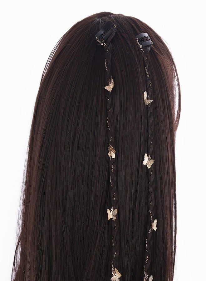 NICENEEDED 6Pcs Long Tassel Hair Chains for Braids, Gold Butterfly Jewelry Hair Clips Chains, 19.6 Inch Long Hair Barrettes Extensions Hair Accessories for Women Daily Wear Halloween - Image 3