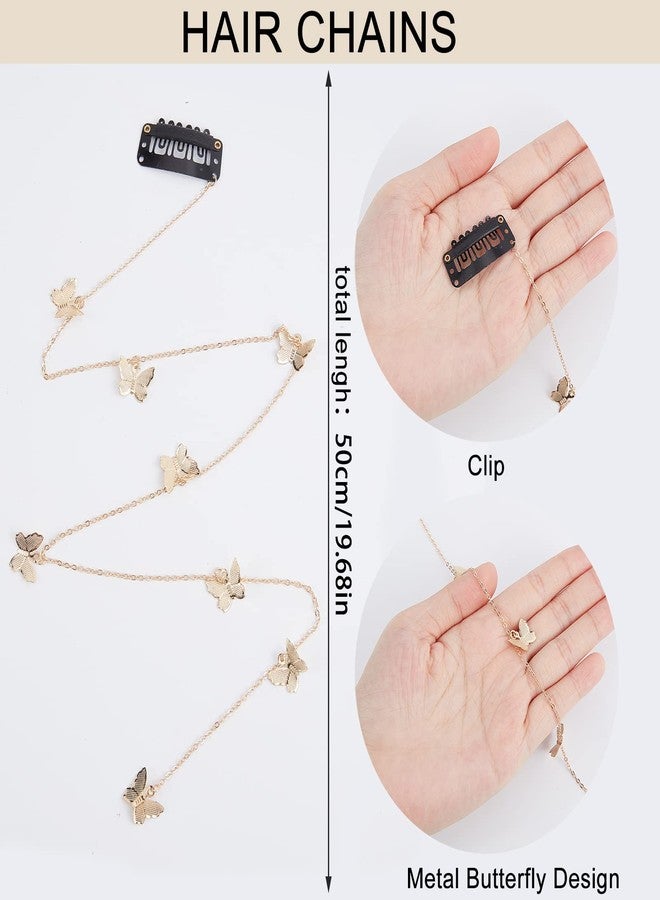 NICENEEDED 6Pcs Long Tassel Hair Chains for Braids, Gold Butterfly Jewelry Hair Clips Chains, 19.6 Inch Long Hair Barrettes Extensions Hair Accessories for Women Daily Wear Halloween - Image 2