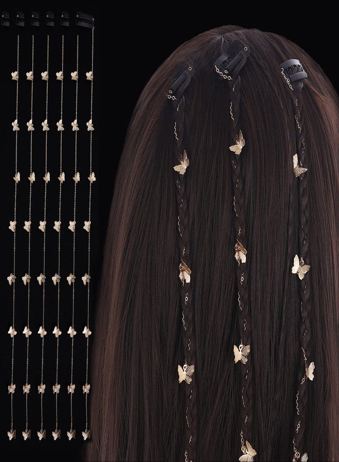 NICENEEDED 6Pcs Long Tassel Hair Chains for Braids, Gold Butterfly Jewelry Hair Clips Chains, 19.6 Inch Long Hair Barrettes Extensions Hair Accessories for Women Daily Wear Halloween - Image 1