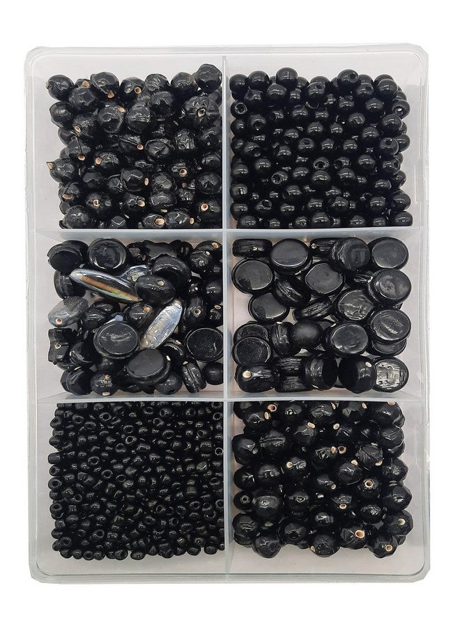 إيشوبي مجموعة صنع المجوهرات من الخرز الزجاجي الفاخر متعدد الأشكال باللون الأسود 350 جرام، مواد فنية وحرفية لصنع القلائد والأساور والأقراط (مجموعة أدوات يدوية) (أسود 1) - Image 1