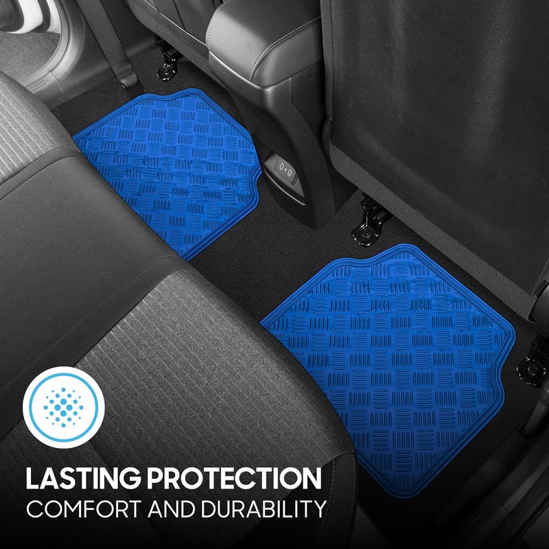 مجموعة حصائر أرضية للسيارات من مكونة من 4 قطع بتصميم معدني، مقاس عالمي MT-641-Bl، متينة لجميع الظروف الجوية مع ظهر مطاطي (لون أزرق) - Image 5