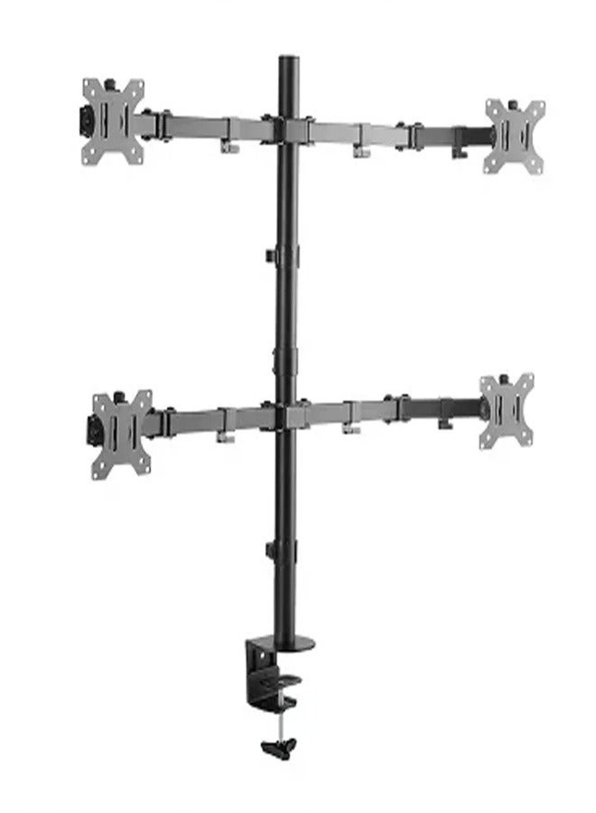 Skill Tech Skilltech SH C404 Quad Monitor Desk Mount for 13–32", Full Motion Adjustable Arms, 8kg per Screen, Max VESA 100×100, 460mm Extension, 880mm Height, Clamp Installation, Cable Management – Matte Black - Image 1