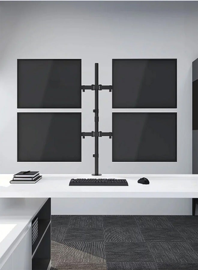 Skill Tech Skilltech SH C404 Quad Monitor Desk Mount for 13–32", Full Motion Adjustable Arms, 8kg per Screen, Max VESA 100×100, 460mm Extension, 880mm Height, Clamp Installation, Cable Management – Matte Black - Image 2