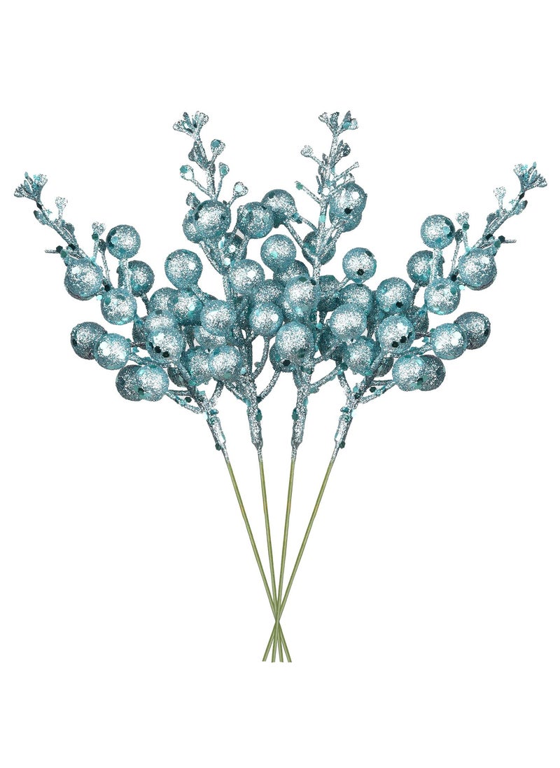 DearHouse DearHouse 14 Pack Christmas Glitter Berries Stems  7.8Inch Artificial Christmas Picks for Christmas Tree Ornaments  DIY Xmas Wreath  Crafts  Holiday and Home Decor (Light Blue)  - Image 1