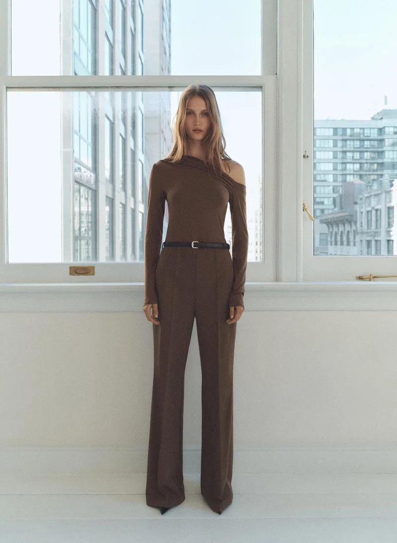 MANGO Asymmetric Belt Jumpsuit