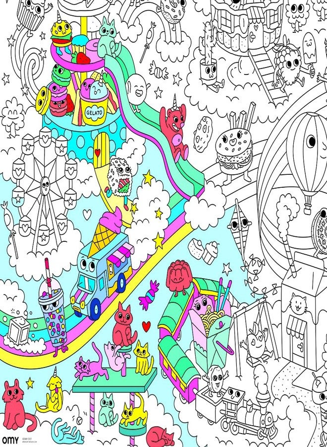 Omy Giant Coloring Poster - Kawaii | Dive into a World of Adorable Characters and Fun | 40 x 28 Inches | Creative Play and Fun for Kids, Teens, Adults, and The Whole Family - Image 4