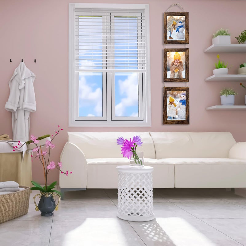 Rexllon 5x7 الجدار معلق إطارات الصور الكولاج مع 3 إطارات فتح بنية - Image 5