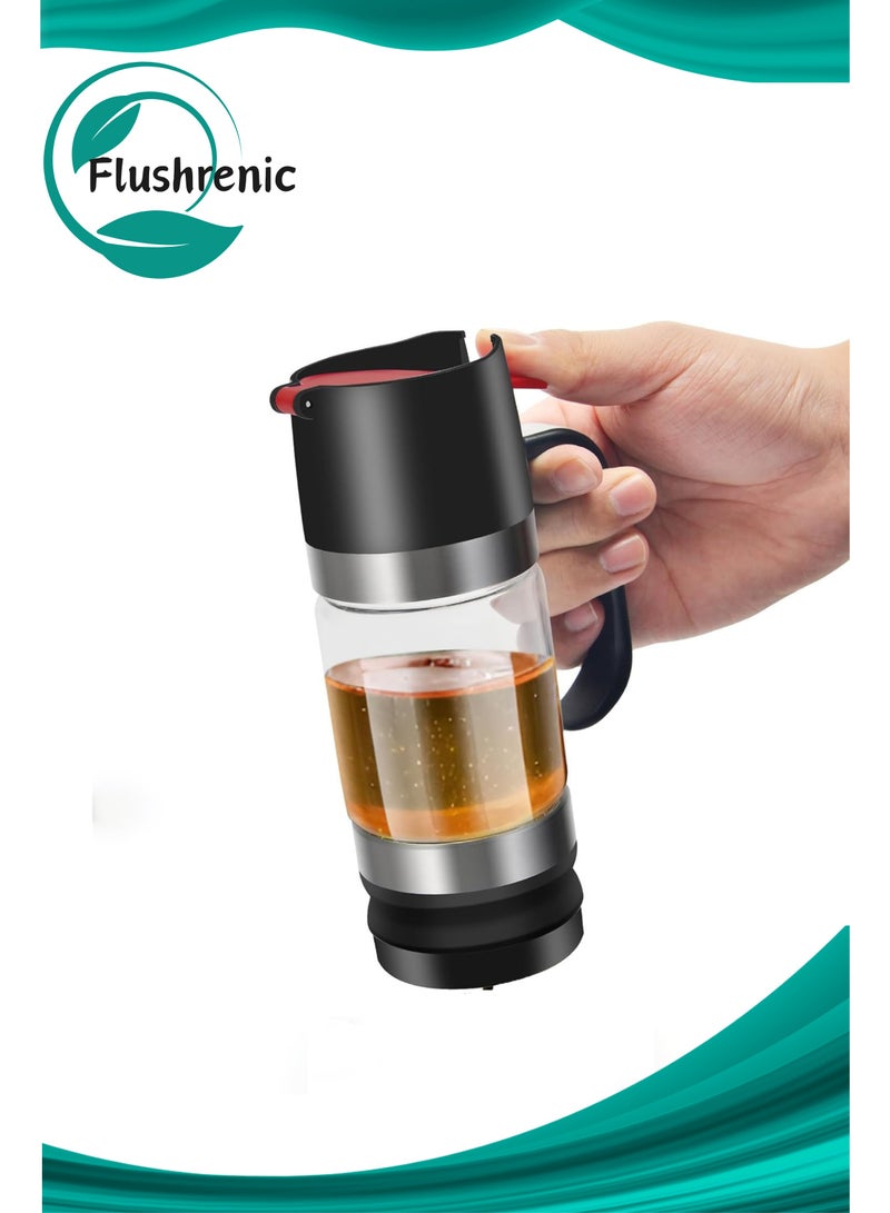 فلوشرينيك موزع العسل مع مقبض ، حاوية العسل الزجاجية الواضحة ، موزع الشراب للقهوة أو الشاي ، حاوية العسل ، وعاء العسل والجرة - الأسود. - Image 1