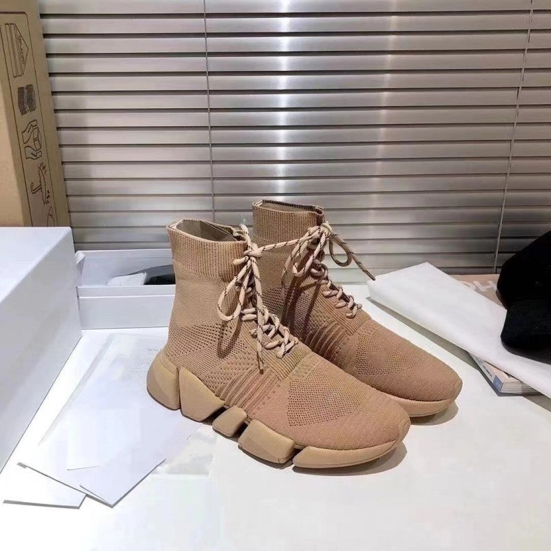 New Paris Socks Shoes 2024 Knitted Couple Casual Shoes High-Top Thick Sole Men'S And Women'S Elastic - Image 1