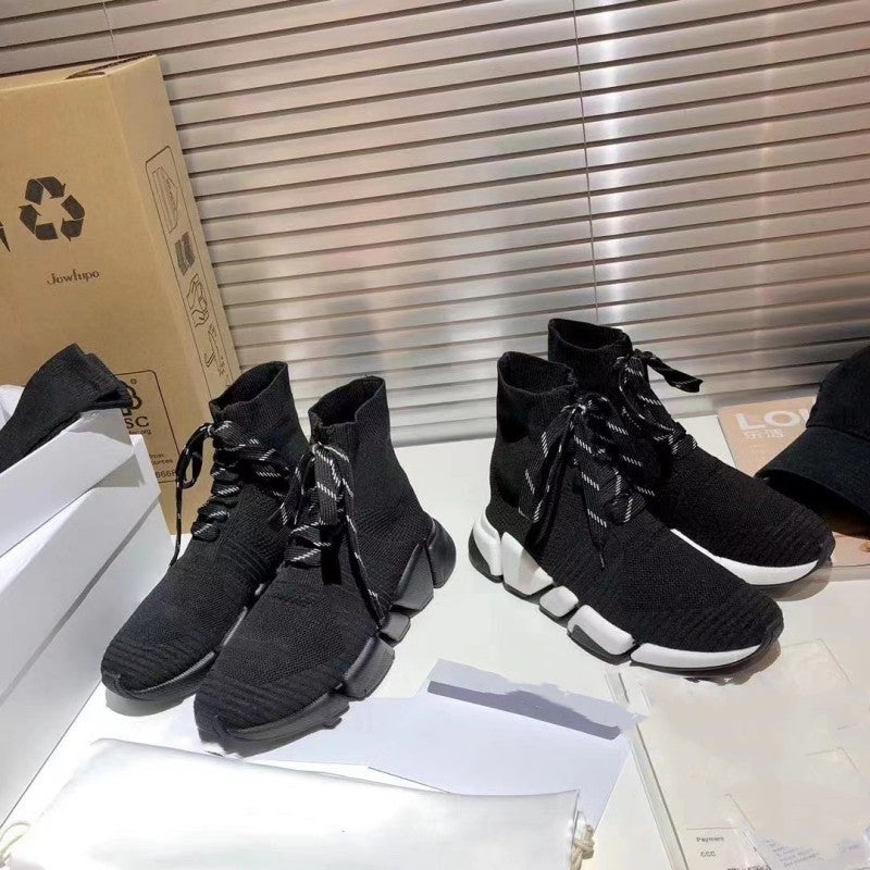 New Paris Socks Shoes 2024 Knitted Couple Casual Shoes High-Top Thick Sole Men'S And Women'S Elastic - Image 2