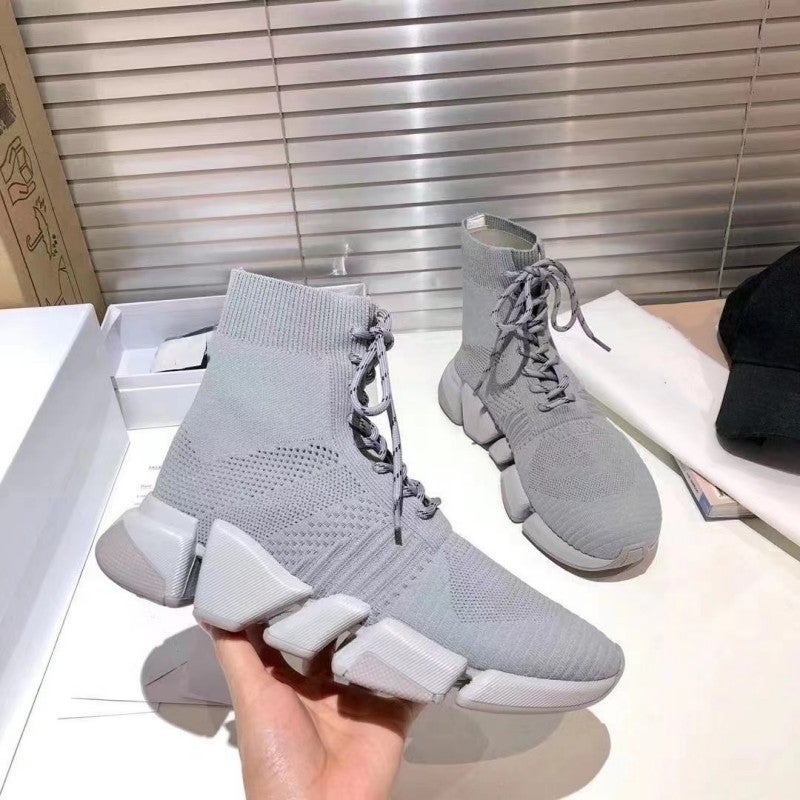 New Paris Socks Shoes 2024 Knitted Couple Casual Shoes High-Top Thick Sole Men'S And Women'S Elastic - Image 5