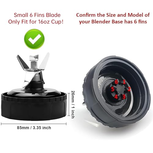 Feilifan Replacement 6 Fins Blade for Ninja Blender 16 oz Cup Compatible with BL660 1100w, BL771 30, BL770 1500w, BL780CO BL663 BL663CO BL665Q BL740 BL773 BL780 - Image 2