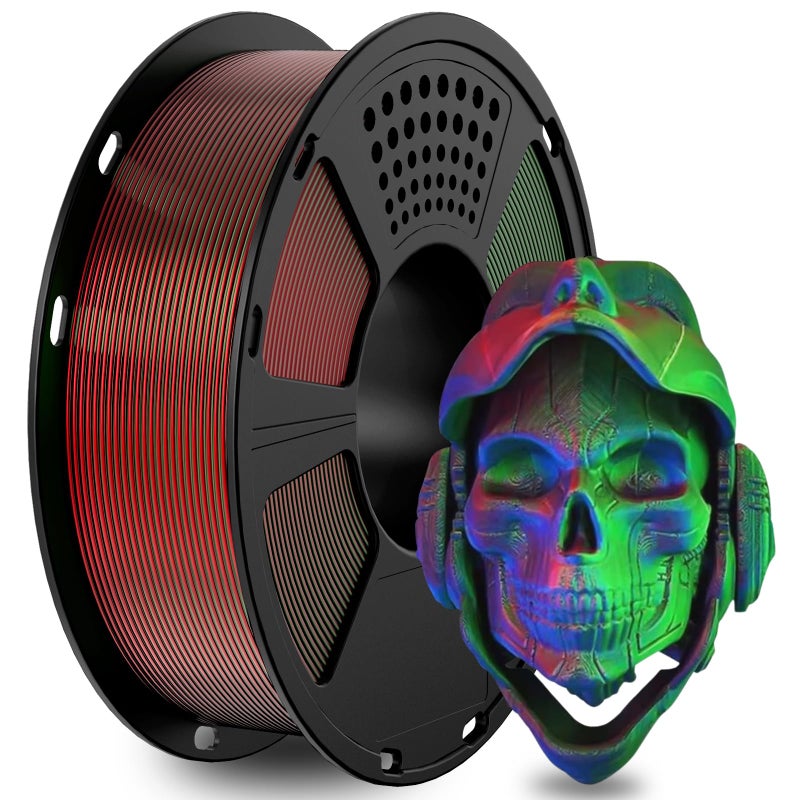 GIANTARM Tri-Colors Silk Pla Filament, 3D Printer Filament 1.75mm +/-0.02mm, 1Kg (2.2lbs) Spool, Vacuum Packaging (Red+Blue+Green) - Image 1