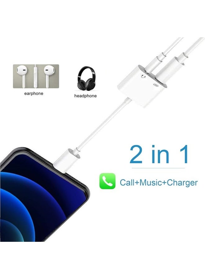 【Apple MFi Certified】 2-in-1 Lightning to 3.5mm Headphone Jack and Charging Adapter – Compatible with iPhone 7/8/X/XR/11/12/13/14 – AUX Audio + Charging Cable Converter - Image 2