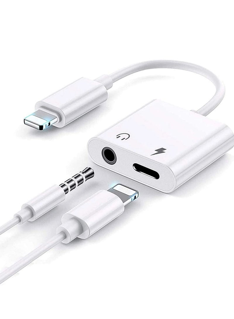 【Apple MFi Certified】 2-in-1 Lightning to 3.5mm Headphone Jack and Charging Adapter – Compatible with iPhone 7/8/X/XR/11/12/13/14 – AUX Audio + Charging Cable Converter - Image 1