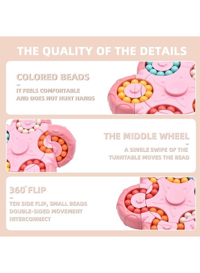 Pink Magic Bean Puzzle Toy, 2-in-1 Rotating Cube, suitable for children aged 3, 5-7, 8-12, teens, and adults. - Image 5