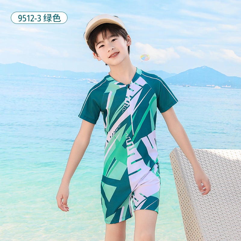 Children''s Swimsuit One-Piece Pattern Design Highlights Fashionable Personality, Quick-Drying Fabric, Comfortable, Soft and Non-Stretching Swimsuit Set - Image 1