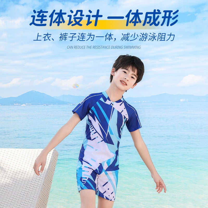 Children''s Swimsuit One-Piece Pattern Design Highlights Fashionable Personality, Quick-Drying Fabric, Comfortable, Soft and Non-Stretching Swimsuit Set - Image 4