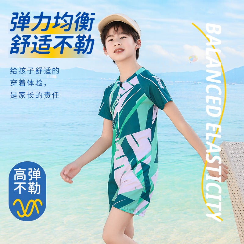 Children''s Swimsuit One-Piece Pattern Design Highlights Fashionable Personality, Quick-Drying Fabric, Comfortable, Soft and Non-Stretching Swimsuit Set - Image 3