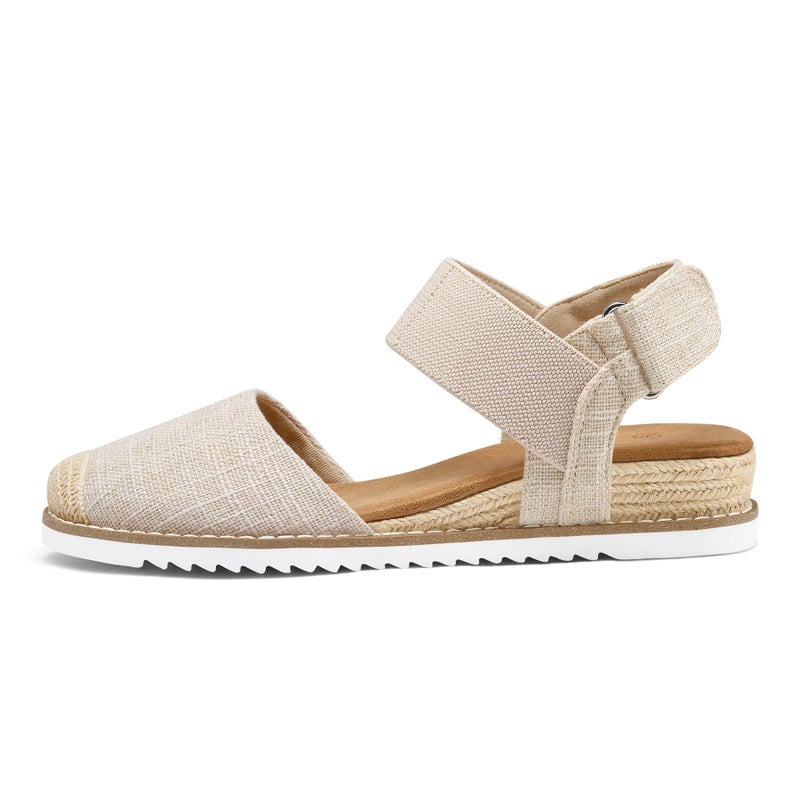 mysoft Women's Low Wedge Sandals Comfortable Closed Toe Espadrilles Slip on Elastic Ankle Strap Walking Sandals - Image 4