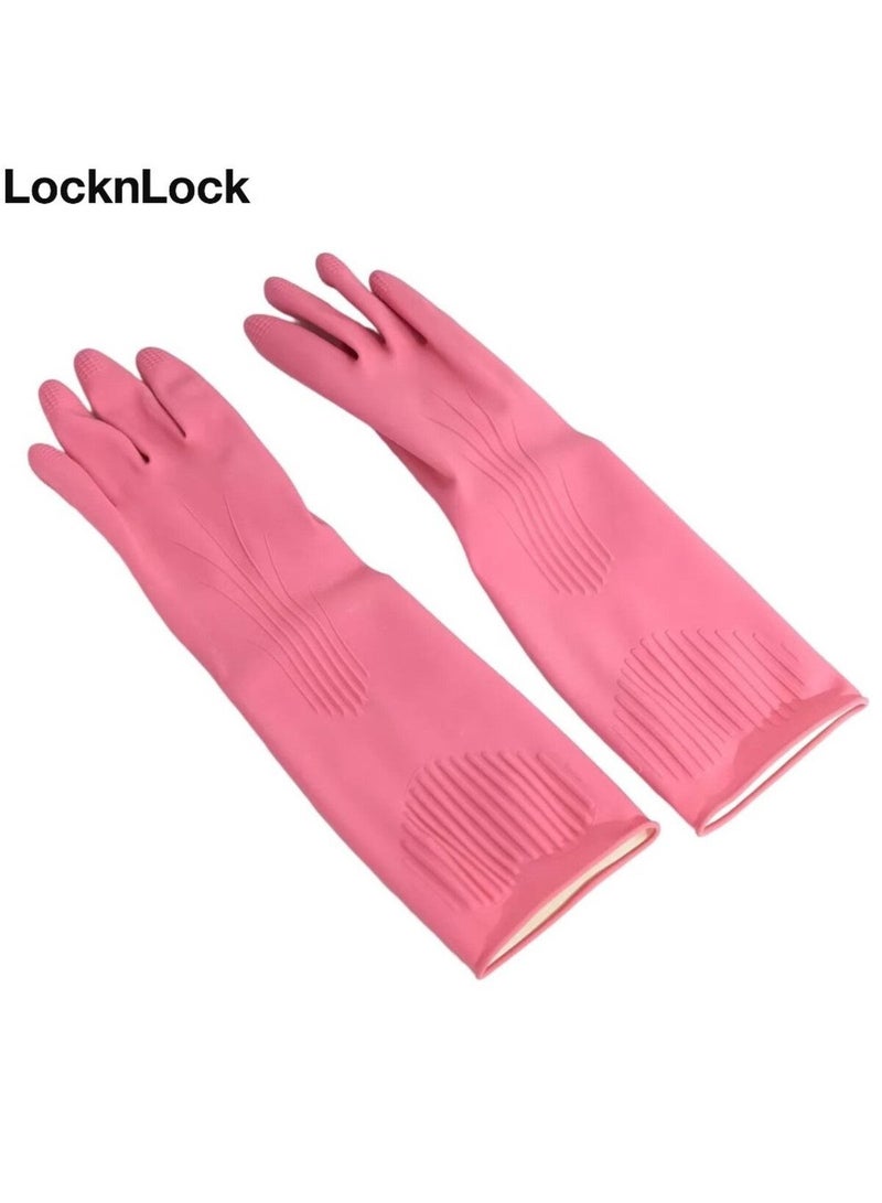 لوك اند لوك قفازات مطاطية مقاس 39 سم، وردية كبيرة - Image 3