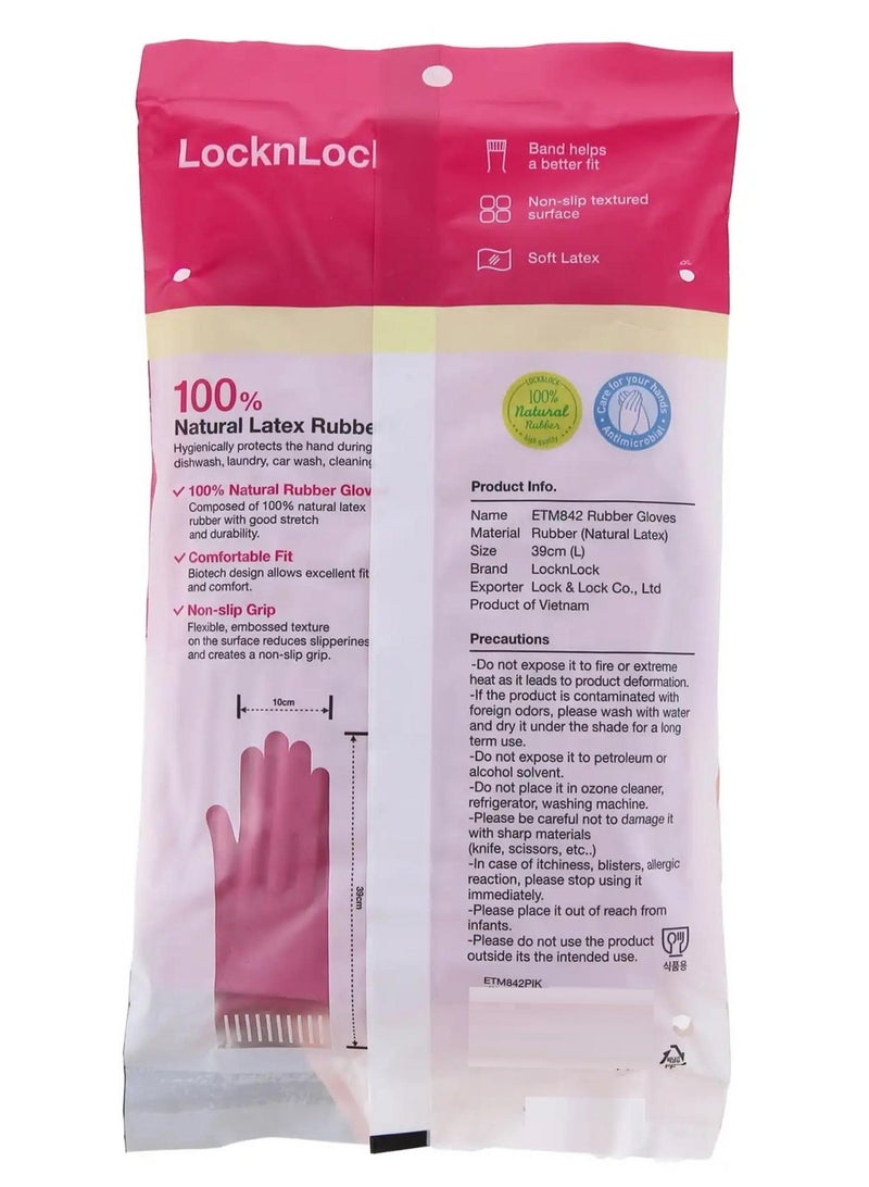 لوك اند لوك قفازات مطاطية مقاس 39 سم، وردية كبيرة - Image 4