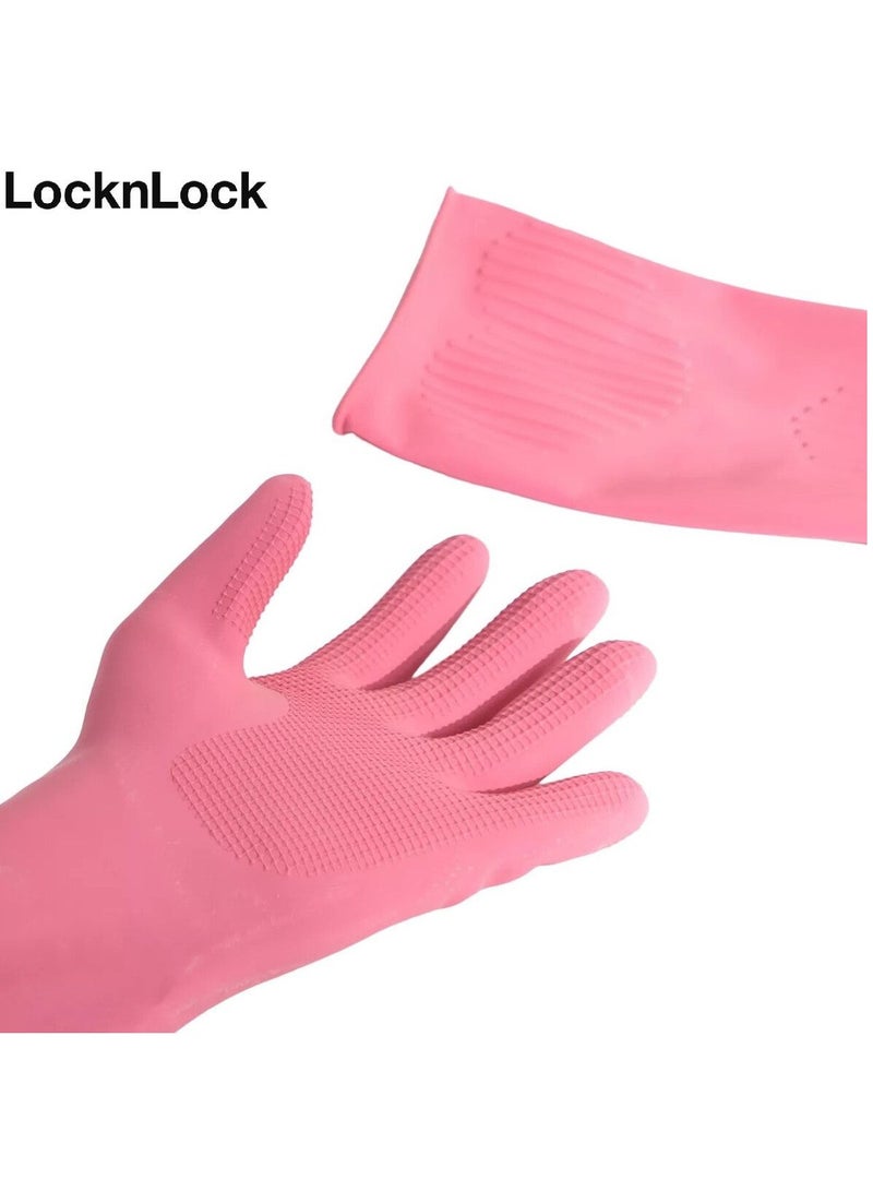 لوك اند لوك قفازات مطاطية مقاس 39 سم، وردية كبيرة - Image 2