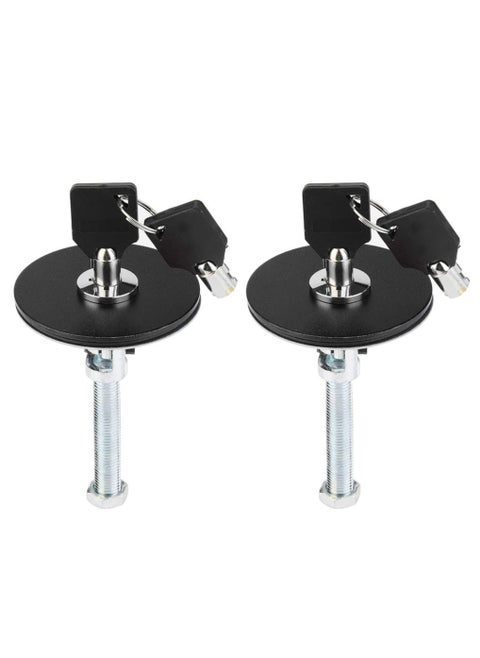Universal Aluminum Alloy Car Hood Lock Kit with Safety Latch Pins - 2 Black Keys for Engine Cover