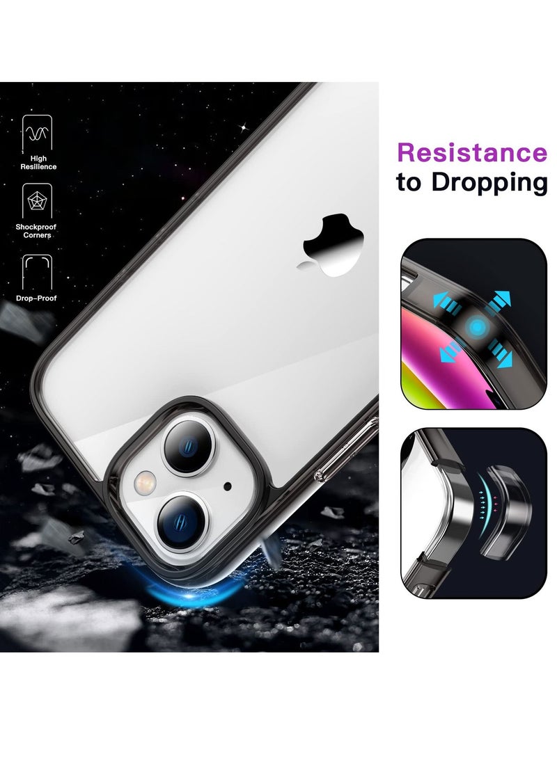 جي تيك حقيبة لهاتف iPhone 14 ضد الصدمات وغطاء ممتص للصدمات مضاد للخدش ظهر شفاف أسود - Image 4