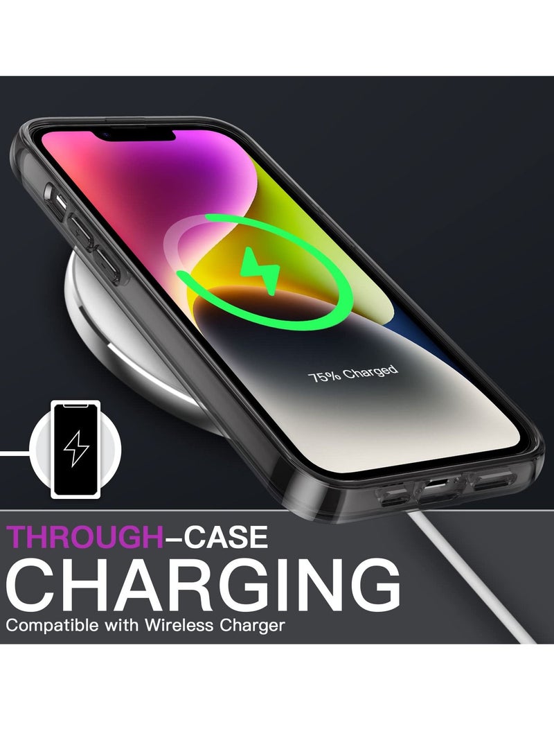 جي تيك حقيبة لهاتف iPhone 14 ضد الصدمات وغطاء ممتص للصدمات مضاد للخدش ظهر شفاف أسود - Image 3