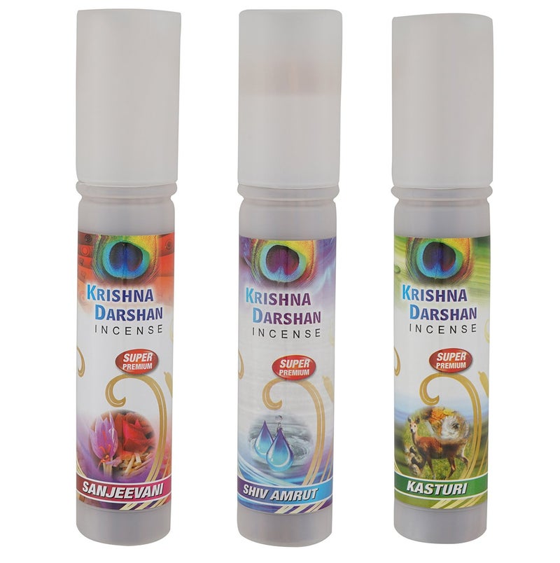 Krishna Darshan Agarbatti Krishna Darshan Agarbatti Sanjeevani Kasturi Shiv Amrut Fragrance 3x100gms  - Image 1