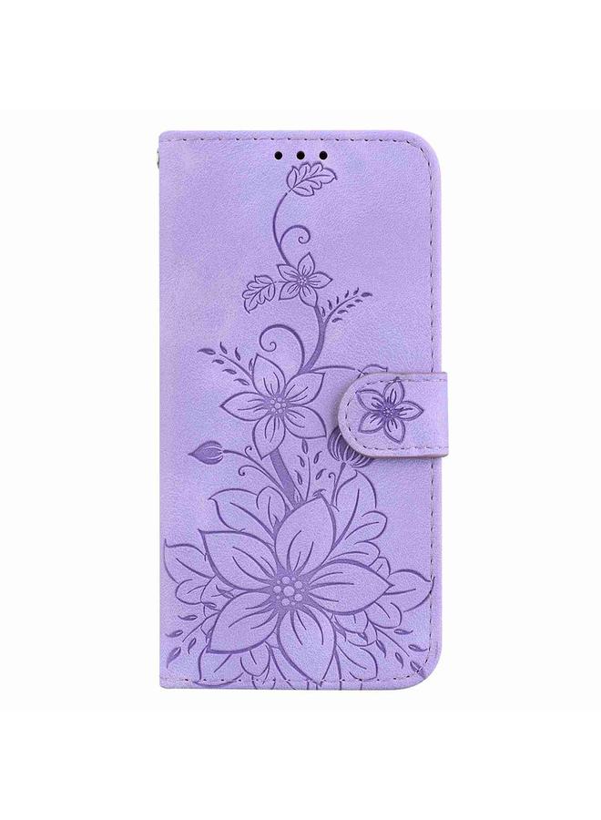 زبون جراب لهاتف Infinix Hot 20S مصنوع من الجلد المنقوش بنقشة زنبق - Image 2