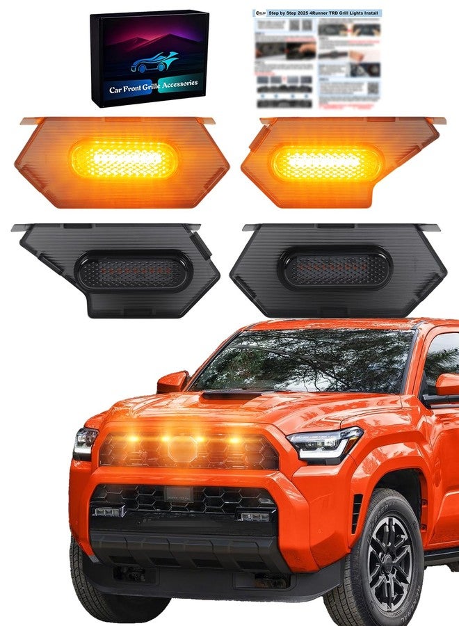 OKLSG Front Bumper LED Grill Lights for 2025 2026 Toyota 4Runner TRD Sport and TRD OffRoad Raptor Marker Lights Bars 6th Gen 4Runner Exterior Accessories (Yellow) - Image 1