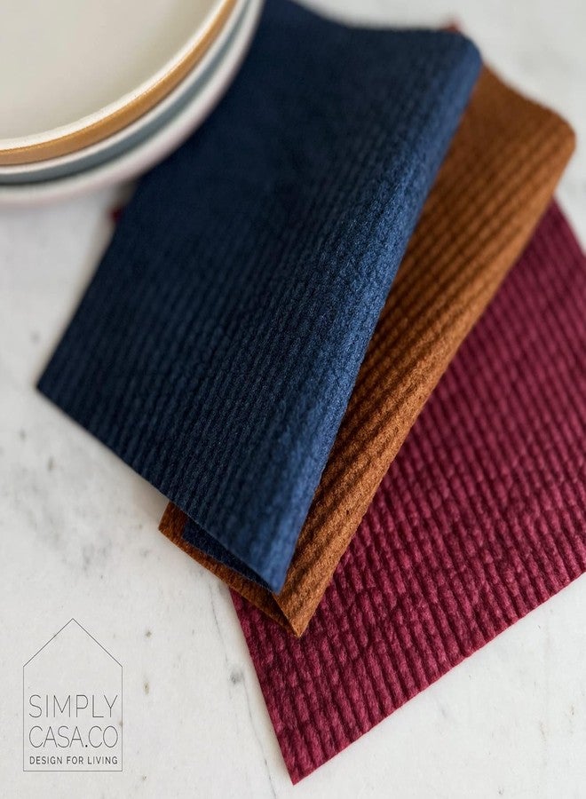 SIMPLYCASA Hand‑Dyed 5‑Pack Swedish Dishcloths - Reusable, Biodegradable Cloths, Super‑Absorbent Dual‑Texture, Plastic‑Free Packaging, Made in Sweden - Image 3