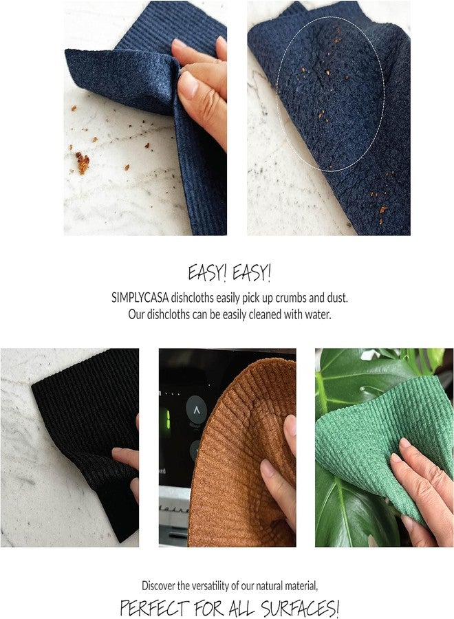 SIMPLYCASA Hand‑Dyed 5‑Pack Swedish Dishcloths - Reusable, Biodegradable Cloths, Super‑Absorbent Dual‑Texture, Plastic‑Free Packaging, Made in Sweden - Image 4