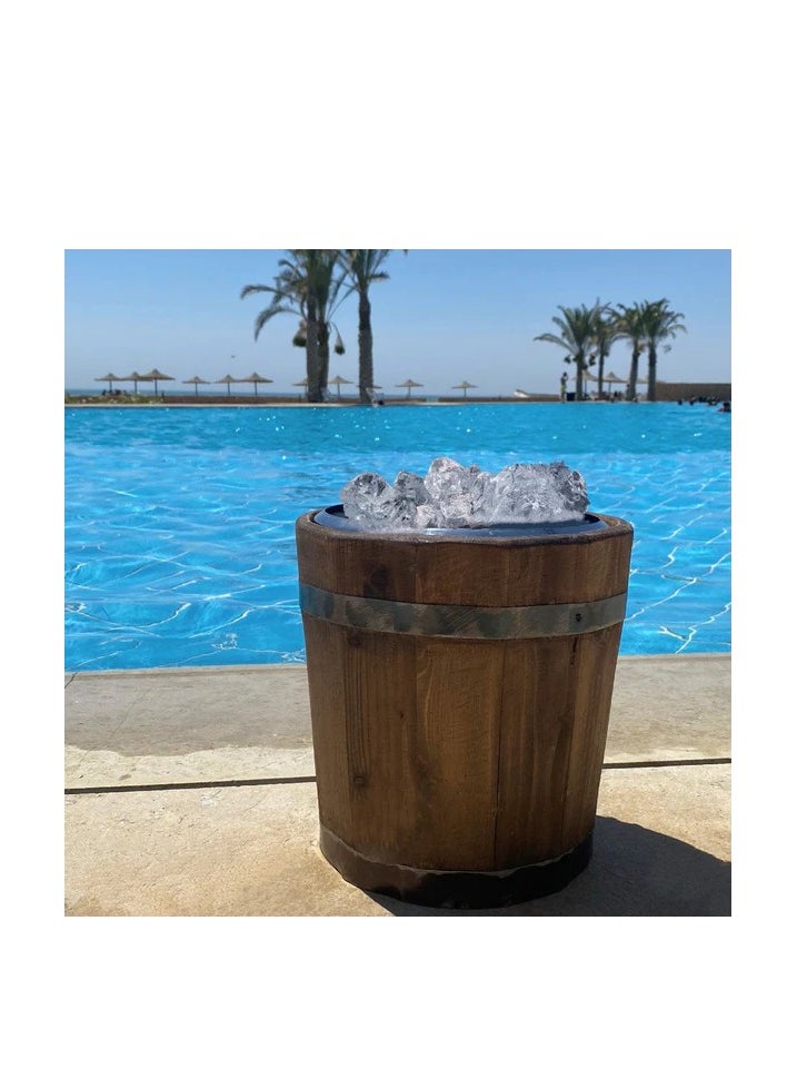 Generic Ice Bucket and Holder Carrier Wooden Wine Bottle Basket for Home Decoration  - Image 2