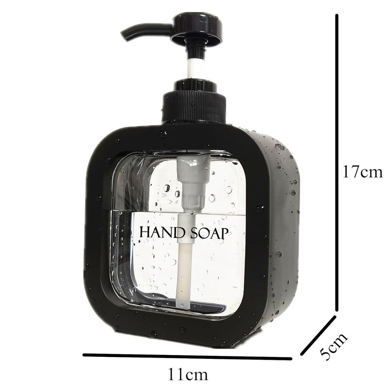 YIANCTRD 3pcs Hand Soap Dispenser Bathroom Modern Dish Soap Dispenser for Kitchen Sink 10oz Plastic Black Soap Dispenser with Pump and Labels - Image 4