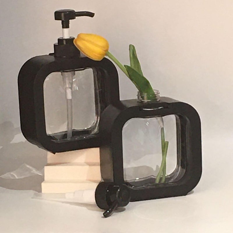 YIANCTRD 3pcs Hand Soap Dispenser Bathroom Modern Dish Soap Dispenser for Kitchen Sink 10oz Plastic Black Soap Dispenser with Pump and Labels - Image 5