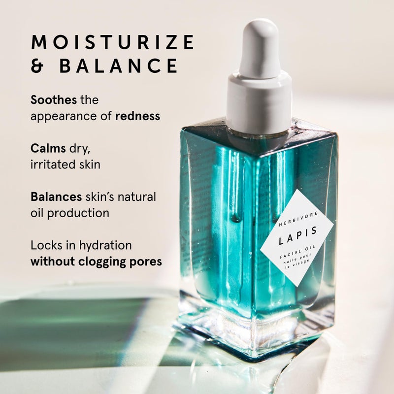 HERBIVORE زيت الوجه المتوازن من هيربيفور لابيس بلو تانسي - مرطب للبشرة الدهنية المعرضة لحب الشباب، يهدئ الاحمرار، زيت بلو تانسي الغني بالأزولين، نباتي، خالي من القسوة - Image 2