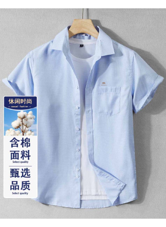 Fomoce cool Solid Color Men's Short Sleeve Shirt For Summer - Image 1