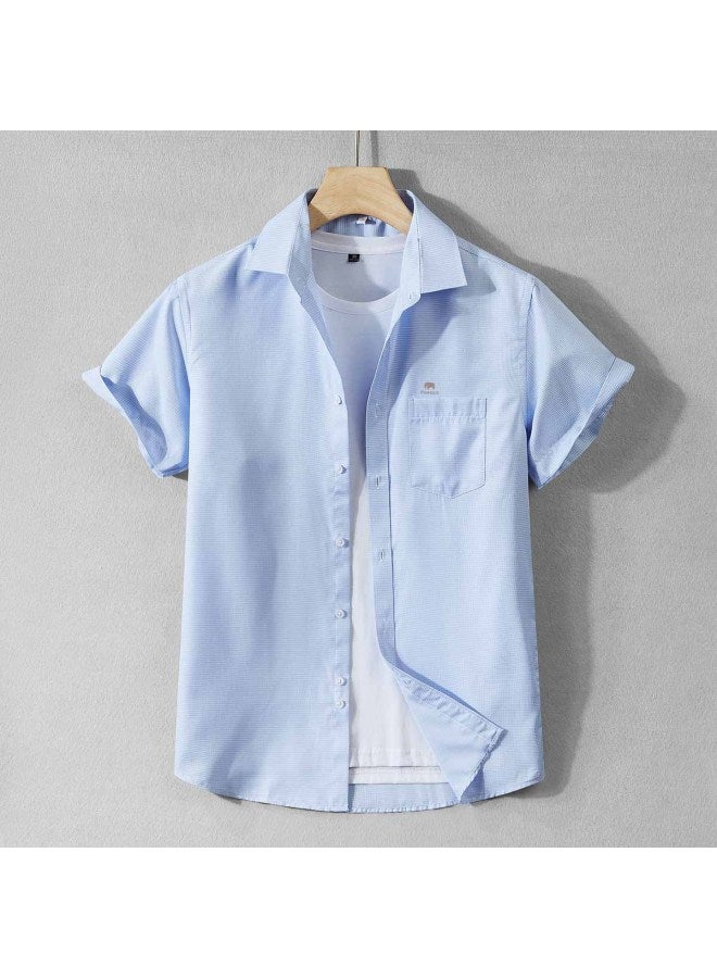 Fomoce cool Solid Color Men's Short Sleeve Shirt For Summer - Image 3