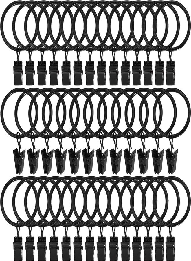 AMZSEVEN 40 Pack Metal Curtain Rings with Clips, Drapery Clips Hooks, Decorative Curtain Rod Clips 1.5 in Interior Diameter, Vintage Black - Image 1