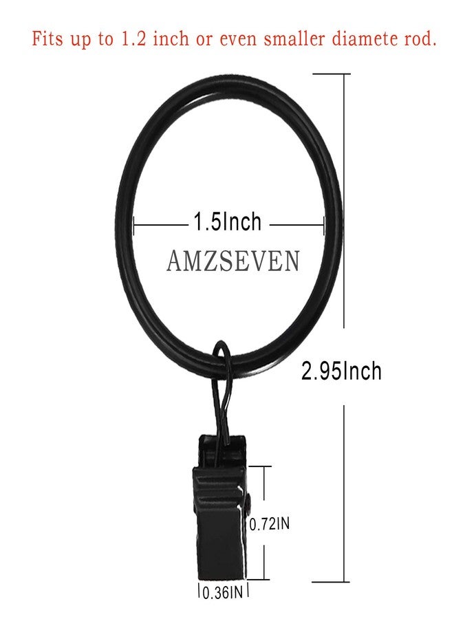 AMZSEVEN 40 Pack Metal Curtain Rings with Clips, Drapery Clips Hooks, Decorative Curtain Rod Clips 1.5 in Interior Diameter, Vintage Black - Image 2