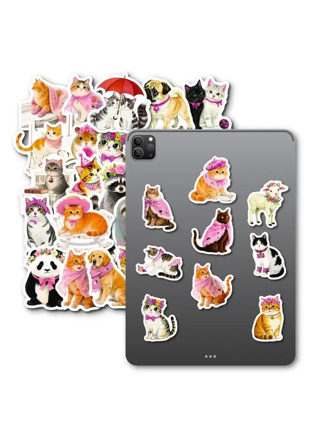 56 Pcs Cute Cat Stickers With Floral Hats Bows For Scrapbooking Water Bottles Laptop - Image 5