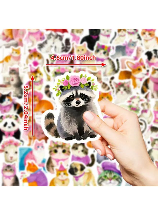 56 Pcs Cute Cat Stickers With Floral Hats Bows For Scrapbooking Water Bottles Laptop - Image 4