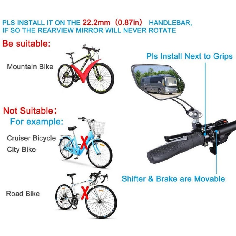 Universal Aluminum Alloy Bicycle Rearview Mirror Handlebar Mount Cycling Safety Accessory - Image 3