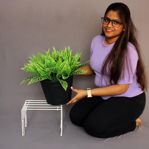 Meshable Moso 1 Tiered Plant Stand for Balcony and Living Room Made with Metal, Elegant Design and Rust Free Decorative Pot Stand for Indoor & Outdoor - White (Set of 1) - Image 3