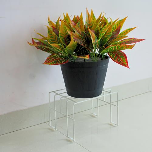 Meshable Moso 1 Tiered Plant Stand for Balcony and Living Room Made with Metal, Elegant Design and Rust Free Decorative Pot Stand for Indoor & Outdoor - White (Set of 1) - Image 1