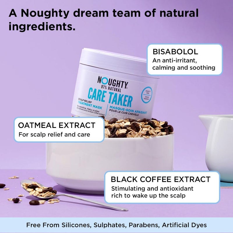 Noughty 97% Natural Care Taker Scalp Relief Treatment Mask to Soothe Scalp and Calm Irritation with Oatmeal Extract and Black Coffee Extract, Sulfate Free Vegan Haircare 10fl.oz - Image 4